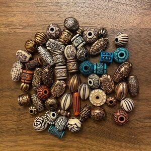 Assorted Decorative Beads - Brown, Cream, Blue, Orange